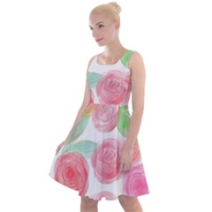 Roses-50 Knee Length Skater Dress by nateshop