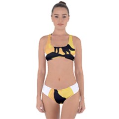 Wolf Wild Animal Night Moon Criss Cross Bikini Set by Semog4