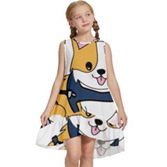 Puppy Cartoon Corgi Kids  Frill Swing Dress by Semog4