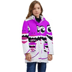 Purple Shark Fish Kid s Hooded Longline Puffer Jacket by Semog4