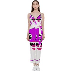 Purple Shark Fish V-neck Spaghetti Strap Tie Front Jumpsuit by Semog4