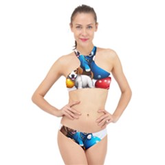 Cute Dog Dogs Animal Pet High Neck Bikini Set by Semog4