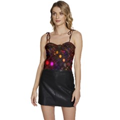 Abstract Light Star Design Laser Light Emitting Diode Flowy Camisole Tie Up Top by Semog4