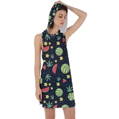 Watermelon Berries Patterns Pattern Racer Back Hoodie Dress by Semog4