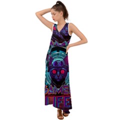 Gamer Life V-neck Chiffon Maxi Dress by minxprints