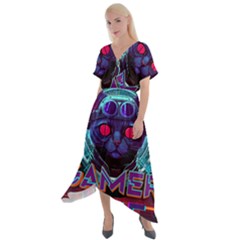 Gamer Life Cross Front Sharkbite Hem Maxi Dress by minxprints