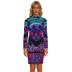 Gamer Life Long Sleeve Shirt Collar Bodycon Dress by minxprints