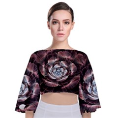 Flower Fractal Art Cool Petal Abstract Tie Back Butterfly Sleeve Chiffon Top by Semog4