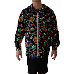 Cartoon Monster Pattern Abstract Background Kids  Hooded Windbreaker by Semog4