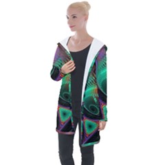 Circle Art 3d Artwork Graphics Vortex Colorful Digital Art Longline Hooded Cardigan by Semog4