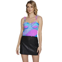 Colorful Blue Purple Wave Flowy Camisole Tie Up Top by Semog4