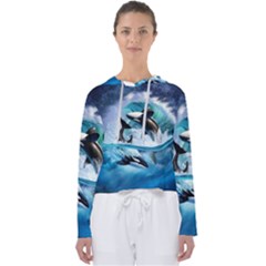 Orca Wave Water Underwater Sky Women s Slouchy Sweat by Semog4