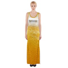 Texture Pattern Macro Glass Of Beer Foam White Yellow Thigh Split Maxi Dress by Semog4