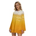 Texture Pattern Macro Glass Of Beer Foam White Yellow Round Neck Long Sleeve Bohemian Style Chiffon Mini Dress View2