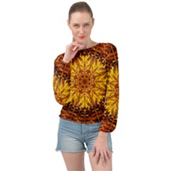 Abstract Gold Mandala Yellow Banded Bottom Chiffon Top by Semog4