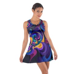 Colorful Waves Abstract Waves Curves Art Abstract Material Material Design Cotton Racerback Dress by Semog4