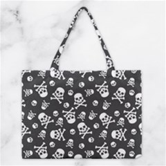 Skull-crossbones-seamless-pattern-holiday-halloween-wallpaper-wrapping-packing-backdrop Medium Tote Bag by Ravend