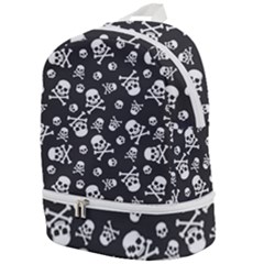 Skull-crossbones-seamless-pattern-holiday-halloween-wallpaper-wrapping-packing-backdrop Zip Bottom Backpack by Ravend