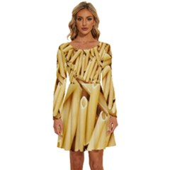 Pasta-79 Long Sleeve Wide Neck Velvet Dress by nateshop