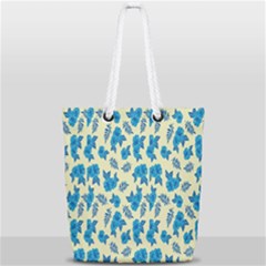 Rose-blue Full Print Rope Handle Tote (small) by nateshop