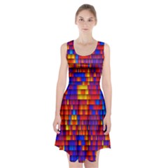 Geometric Pattern Colorful Fluorescent Background Racerback Midi Dress by Jancukart