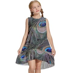 Peacock Feathers Peacock Bird Feathers Kids  Frill Swing Dress by Jancukart