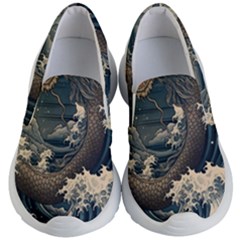 Sea Dragon Kanagawa Sea Monster Kids Lightweight Slip Ons by Jancukart