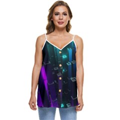 Abstract Building City 3d Casual Spaghetti Strap Chiffon Top by Jancukart
