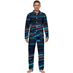 Orange Blue Dot Dots Lines Abstract Abstract Digital Art Men s Long Sleeve Velvet Pocket Pajamas Set by Jancukart