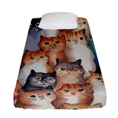 Cats Watercolor Pet Animal Mammal Fitted Sheet (single Size) by Jancukart