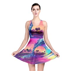 Retro Wave Ocean Reversible Skater Dress by Semog4