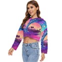 Retro Wave Ocean Women s Lightweight Cropped Hoodie View2