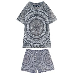 Mandala Circles Drawing Pattern Kids  Swim Tee And Shorts Set by Semog4