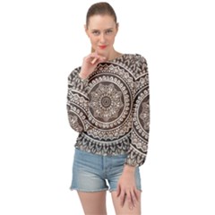 Mandala Circles Drawing Pattern Banded Bottom Chiffon Top by Semog4