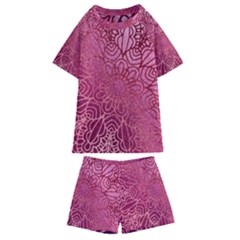 Pink Mandala Glitter Bohemian Girly Glitter Kids  Swim Tee And Shorts Set by Semog4