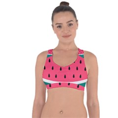 Watermelon Fruit Pattern Cross String Back Sports Bra by Semog4