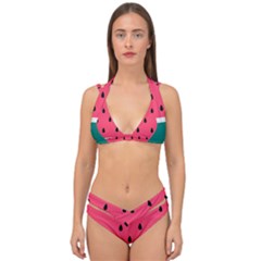 Watermelon Fruit Pattern Double Strap Halter Bikini Set by Semog4