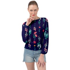 Flowers Pattern Bouquets Colorful Banded Bottom Chiffon Top by Semog4