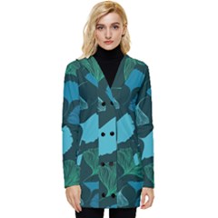 Pattern Plant Abstract Button Up Hooded Coat  by Semog4