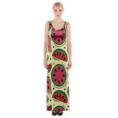 Watermelon Pattern Slices Fruit Thigh Split Maxi Dress by Semog4