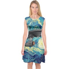 Star Trek Starship The Starry Night Van Gogh Capsleeve Midi Dress by Semog4