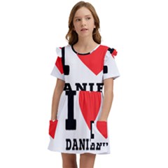 I Love Daniel Kids  Frilly Sleeves Pocket Dress by ilovewhateva