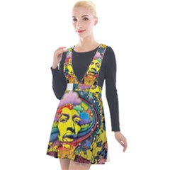 Psychedelic Rock Jimi Hendrix Plunge Pinafore Velour Dress by Semog4