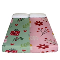 Flat Christmas Pattern Collection Fitted Sheet (king Size) by Semog4