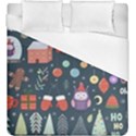 Vector Set Cute Christmas Elements Santa Penguin Deer Bear Fox Owl Trees Snowman Bird Angel More Duvet Cover (King Size) View1