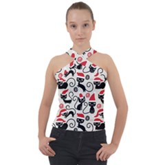 Cute Christmas Seamless Pattern Vector Cross Neck Velour Top by Semog4
