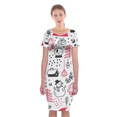 Christmas Themed Seamless Pattern Classic Short Sleeve Midi Dress by Semog4