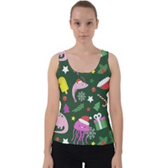 Colorful Funny Christmas Pattern Velvet Tank Top by Semog4