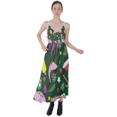 Colorful Funny Christmas Pattern Tie Back Maxi Dress by Semog4