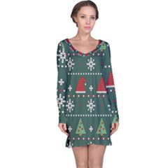 Beautiful Knitted Christmas Pattern Long Sleeve Nightdress by Semog4